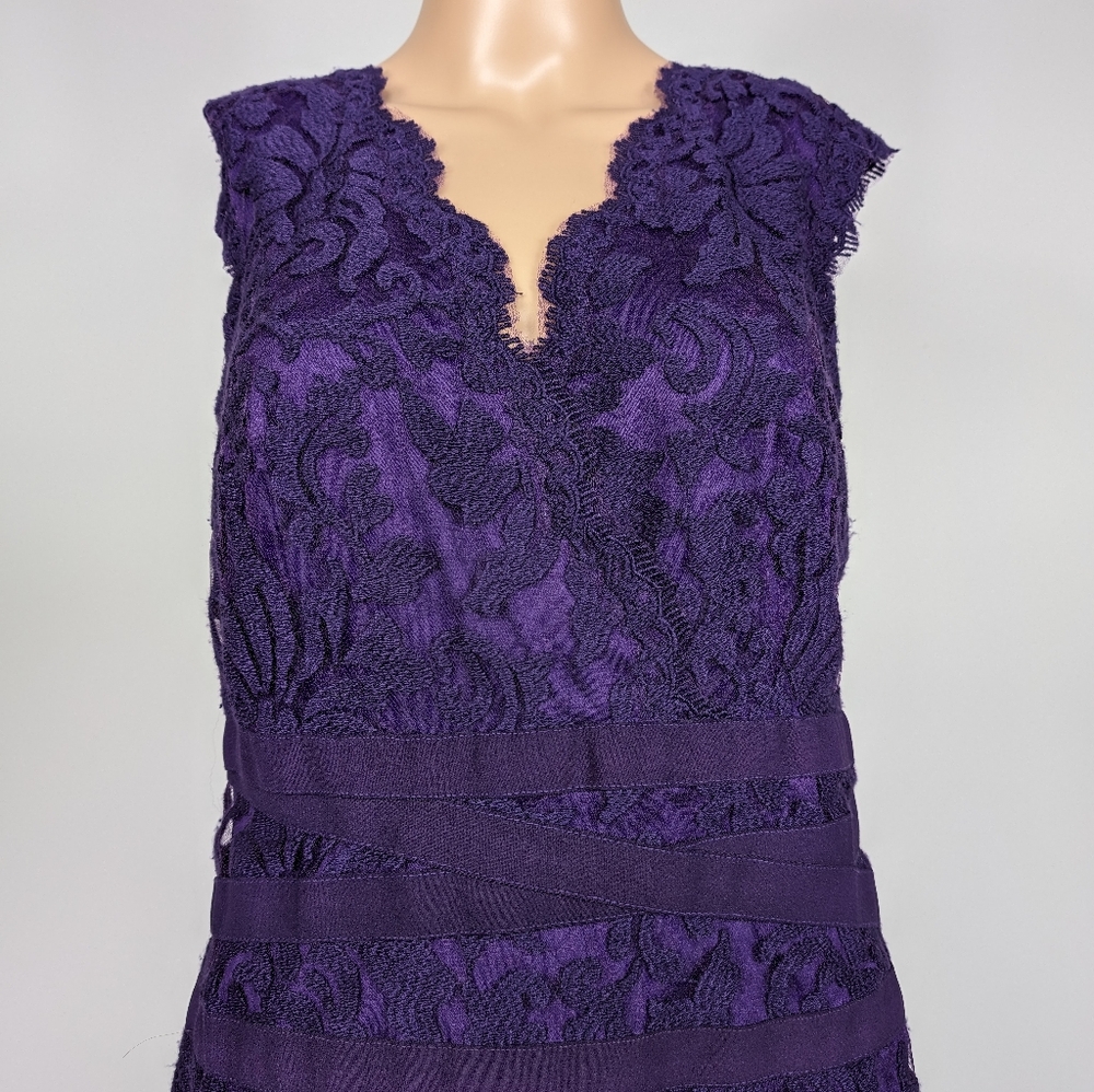 Tadashi Shoji embroidered lace sheath knee-length dress size 8 - Picture 4 of 11